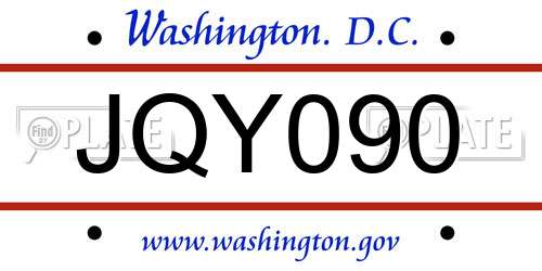 JQY090 District Of Columbia License Plate