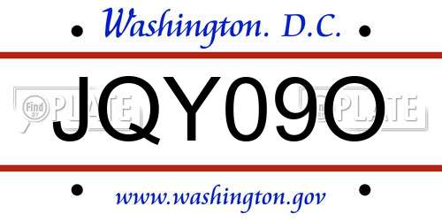 JQY09O District Of Columbia License Plate