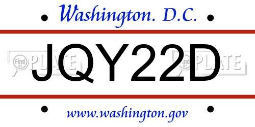 JQY22D District Of Columbia License Plate