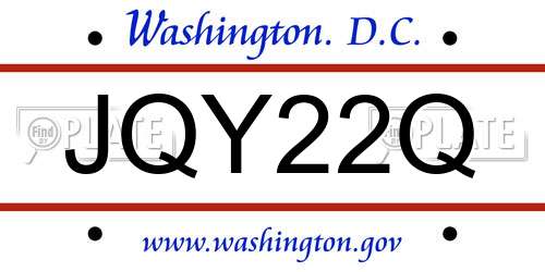 JQY22Q District Of Columbia License Plate