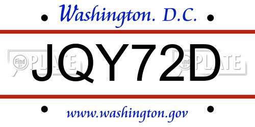 JQY72D District Of Columbia License Plate