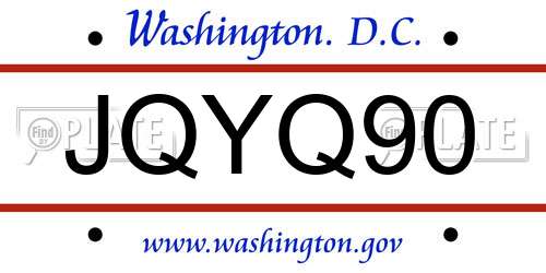 JQYQ90 District Of Columbia License Plate