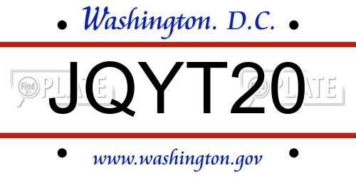 JQYT20 District Of Columbia License Plate