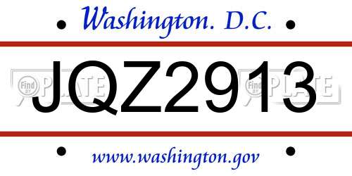 JQZ2913 District Of Columbia License Plate