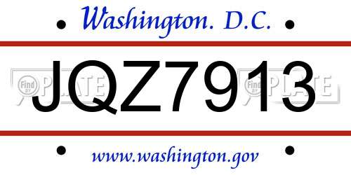JQZ7913 District Of Columbia License Plate