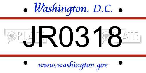 JR0318 District Of Columbia License Plate