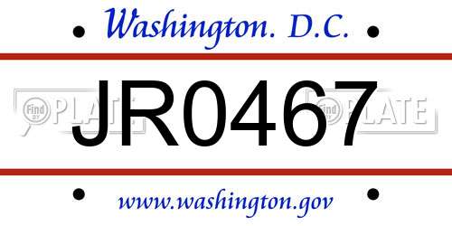 JR0467 District Of Columbia License Plate