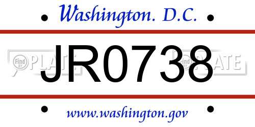 JR0738 District Of Columbia License Plate
