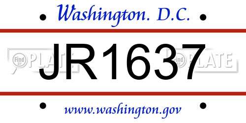 JR1637 District Of Columbia License Plate