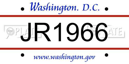 JR1966 District Of Columbia License Plate