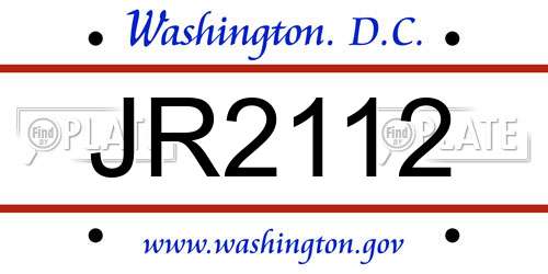 JR2112 District Of Columbia License Plate