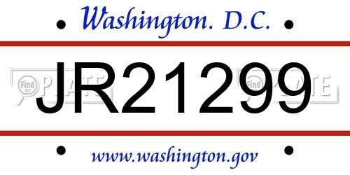 JR21299 District Of Columbia License Plate