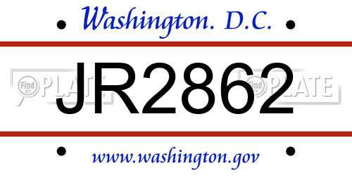 JR2862 District Of Columbia License Plate