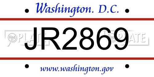 JR2869 District Of Columbia License Plate