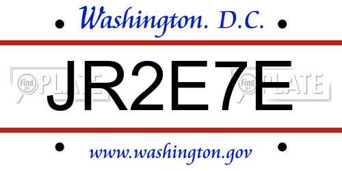 JR2E7E District Of Columbia License Plate
