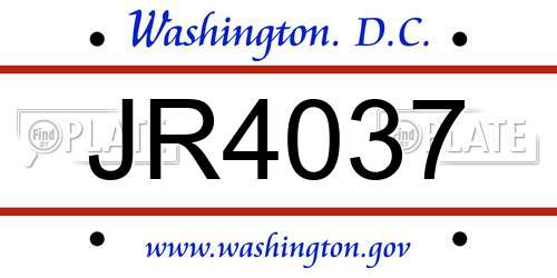 JR4037 District Of Columbia License Plate