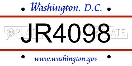 JR4098 District Of Columbia License Plate
