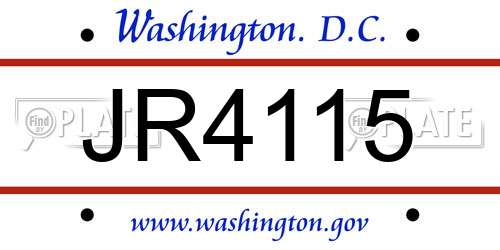 JR4115 District Of Columbia License Plate