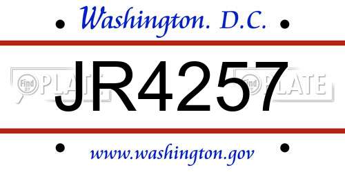 JR4257 District Of Columbia License Plate