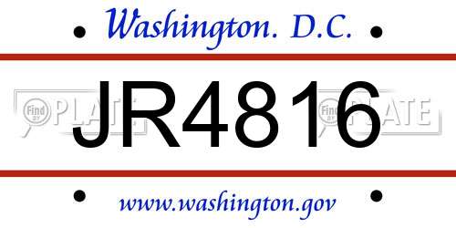 JR4816 District Of Columbia License Plate