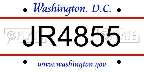 JR4855 District Of Columbia License Plate