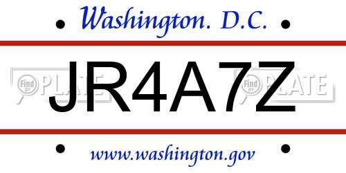 JR4A7Z District Of Columbia License Plate