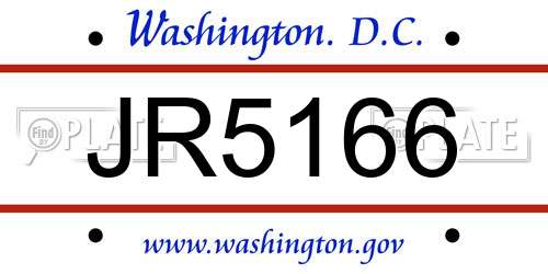 JR5166 District Of Columbia License Plate