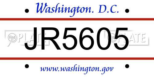 JR5605 District Of Columbia License Plate