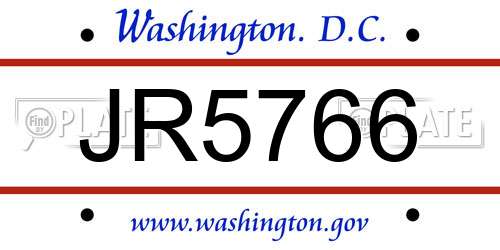 JR5766 District Of Columbia License Plate