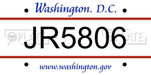 JR5806 District Of Columbia License Plate
