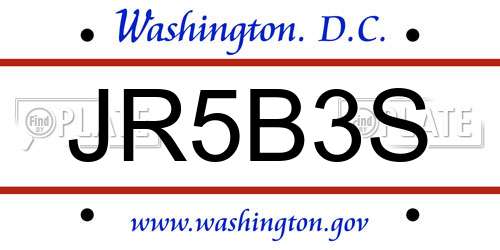 JR5B3S District Of Columbia License Plate
