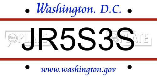 JR5S3S District Of Columbia License Plate