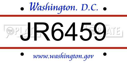 JR6459 District Of Columbia License Plate
