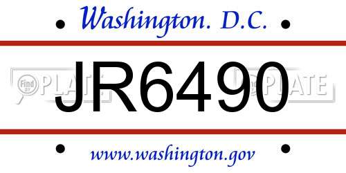 JR6490 District Of Columbia License Plate