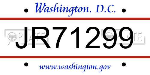 JR71299 District Of Columbia License Plate