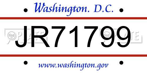 JR71799 District Of Columbia License Plate