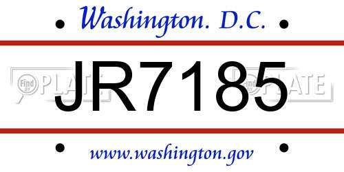 JR7185 District Of Columbia License Plate