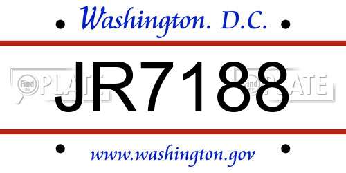 JR7188 District Of Columbia License Plate