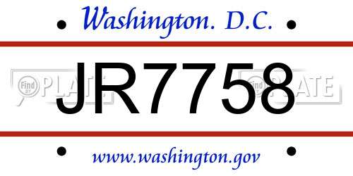 JR7758 District Of Columbia License Plate