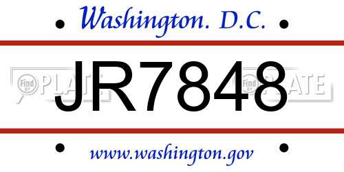 JR7848 District Of Columbia License Plate