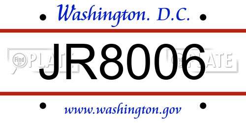 JR8006 District Of Columbia License Plate