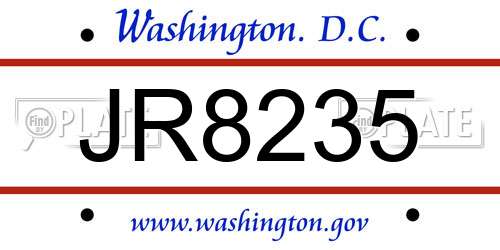 JR8235 District Of Columbia License Plate