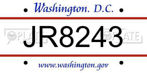 JR8243 District Of Columbia License Plate