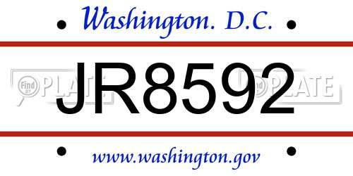 JR8592 District Of Columbia License Plate