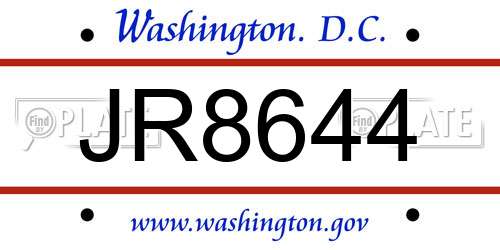 JR8644 District Of Columbia License Plate