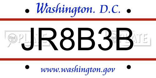 JR8B3B District Of Columbia License Plate
