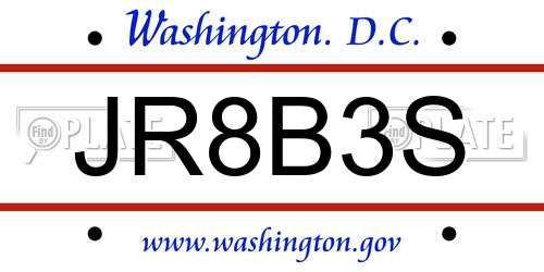 JR8B3S District Of Columbia License Plate