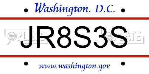 JR8S3S District Of Columbia License Plate