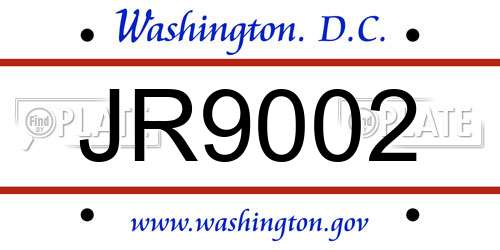 JR9002 District Of Columbia License Plate