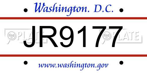 JR9177 District Of Columbia License Plate